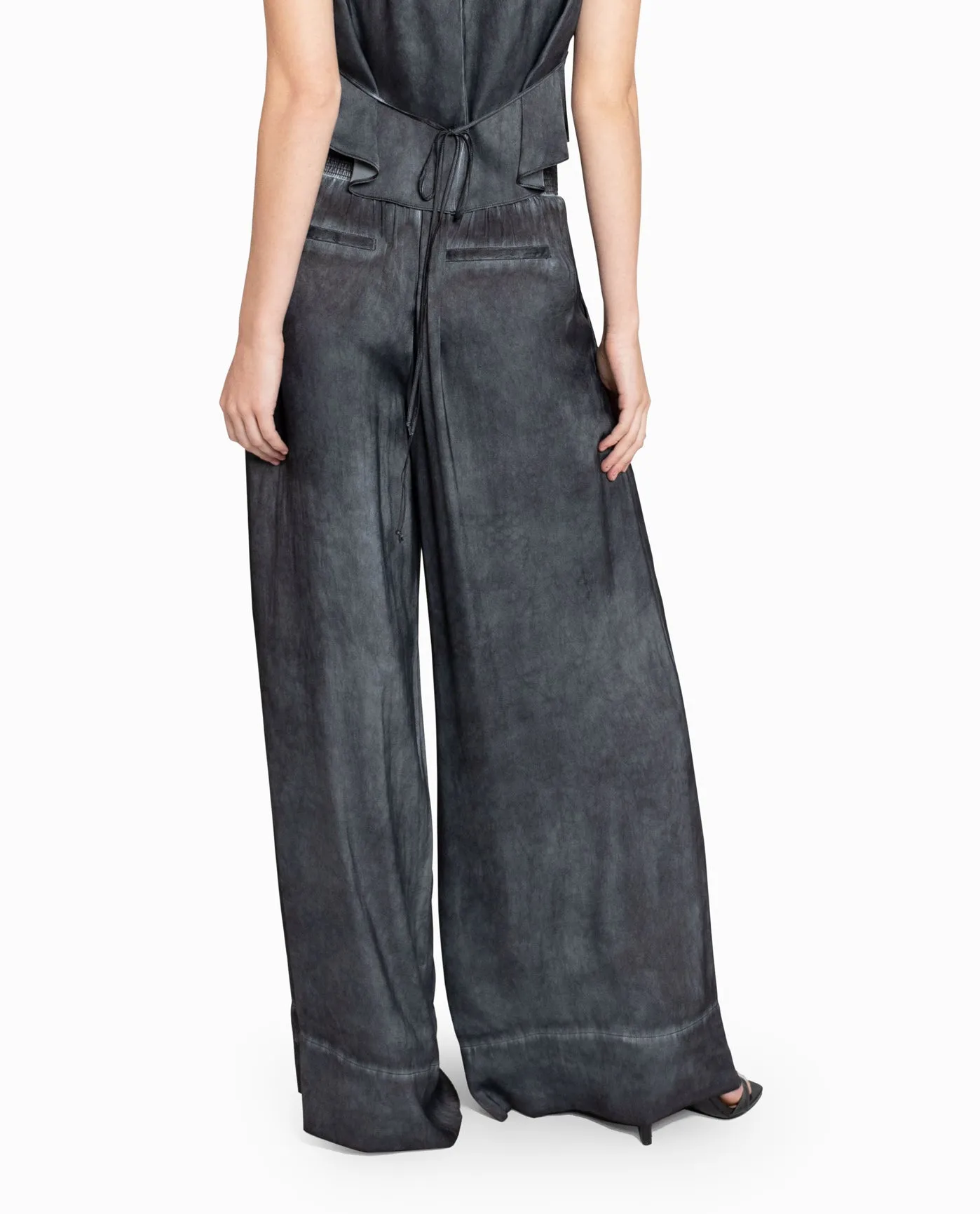 GARMENT DYED SILK WIDE LEG PANT sold by Nicole Miller product image thumbnail 2