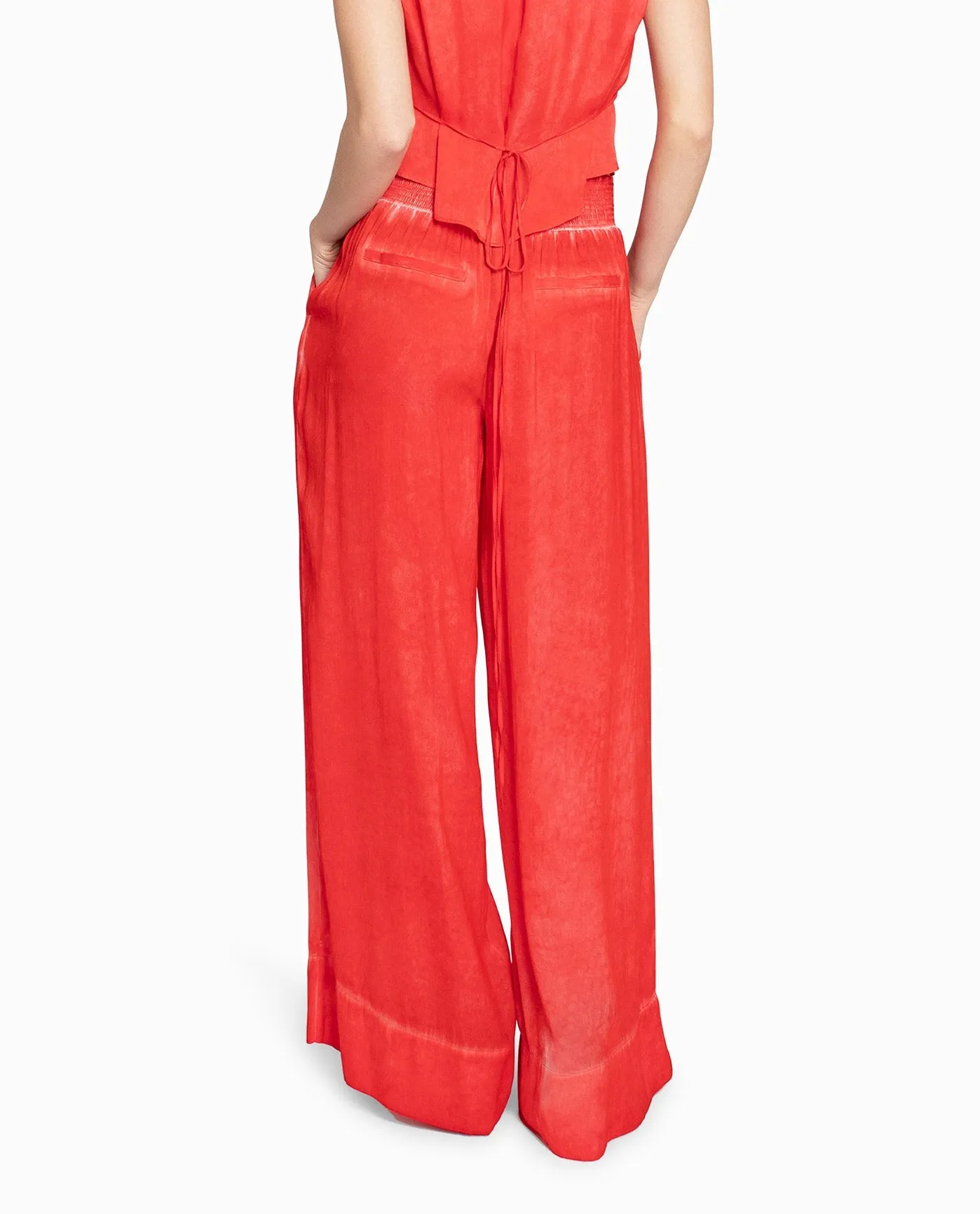GARMENT DYED SILK WIDE LEG PANT sold by Nicole Miller product image thumbnail 5