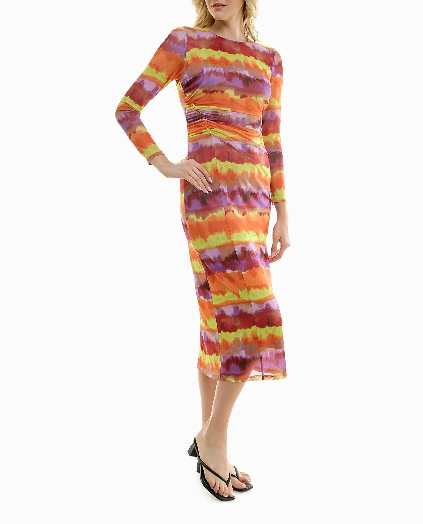 SAHARA MESH LONG SLEEVE MIDI DRESS sold by Nicole Miller product image thumbnail 3