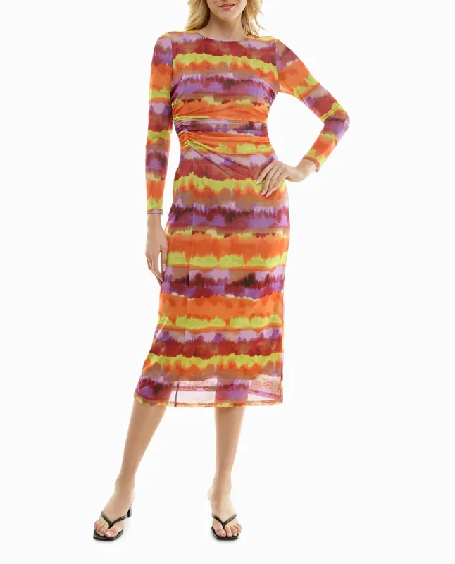 SAHARA MESH LONG SLEEVE MIDI DRESS sold by Nicole Miller