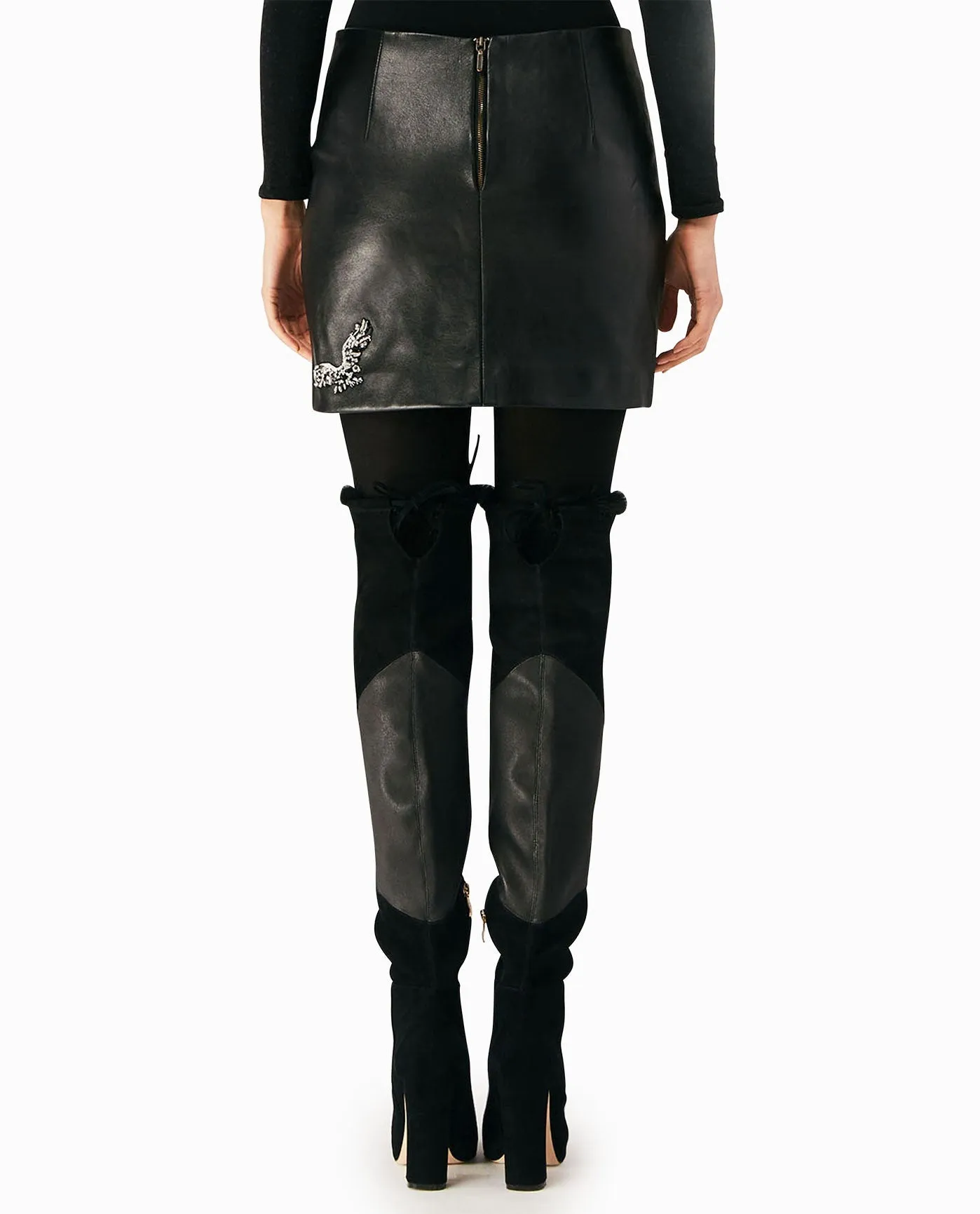 EMBELLISHED EAGLE LEATHER MINI SKIRT sold by Nicole Miller product image thumbnail 2