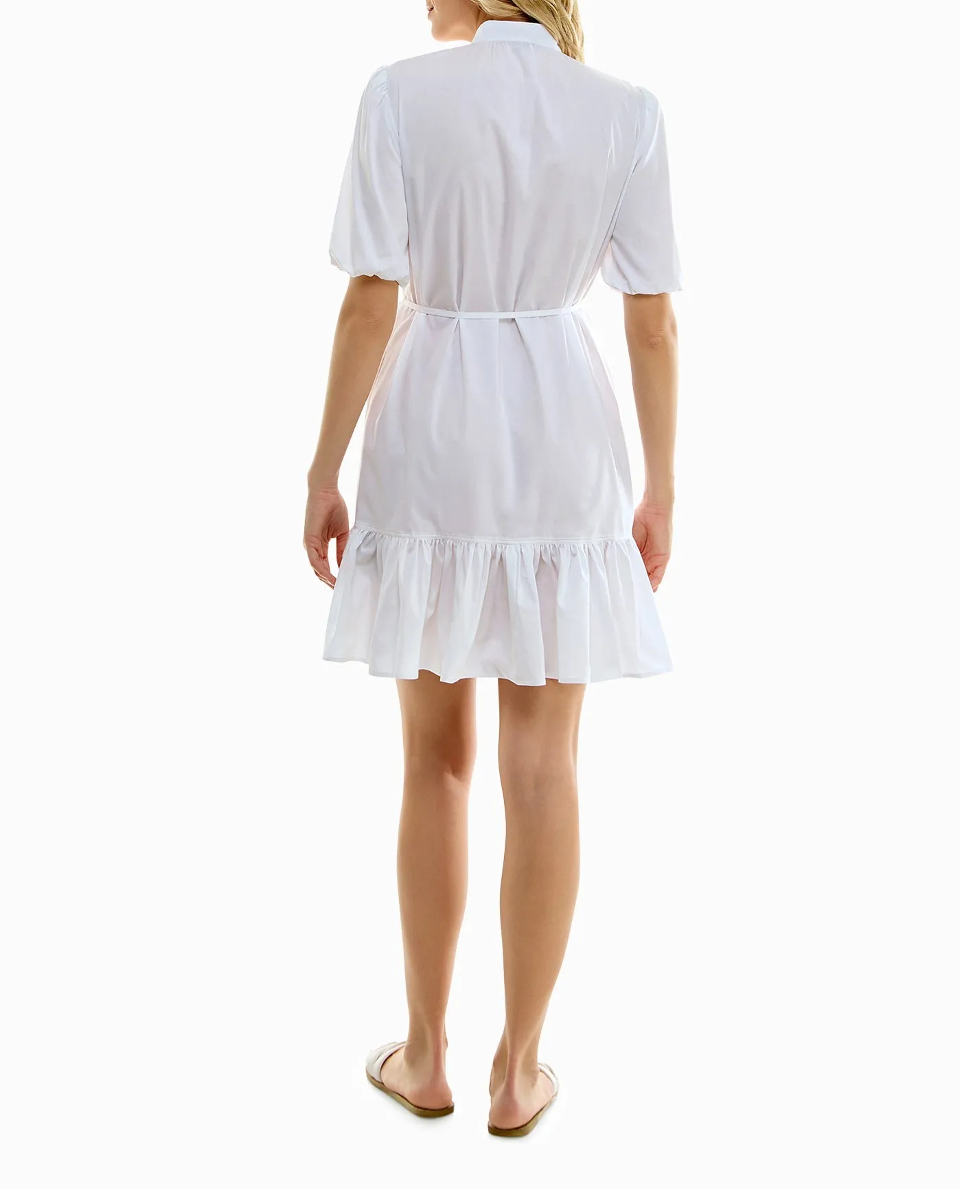 CRYSTAL STRETCH POPLIN HALF SLEEVE TIERED SHIRT DRESS sold by Nicole Miller product image thumbnail 2