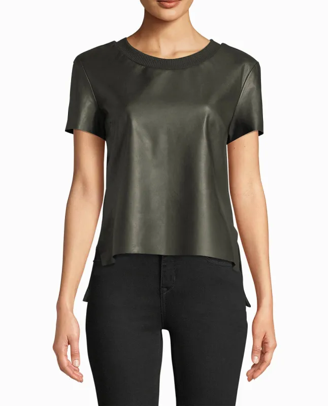 LEATHER T-SHIRT made by Nicole Miller