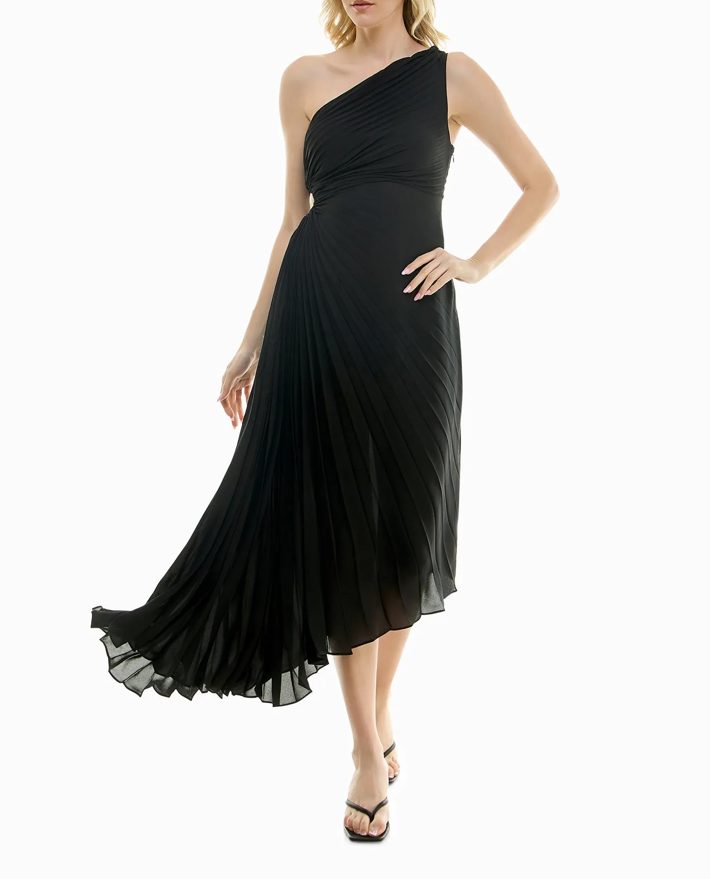 LORA CHIFFON ONE SHOULDER DRESS sold by Nicole Miller product image thumbnail 5