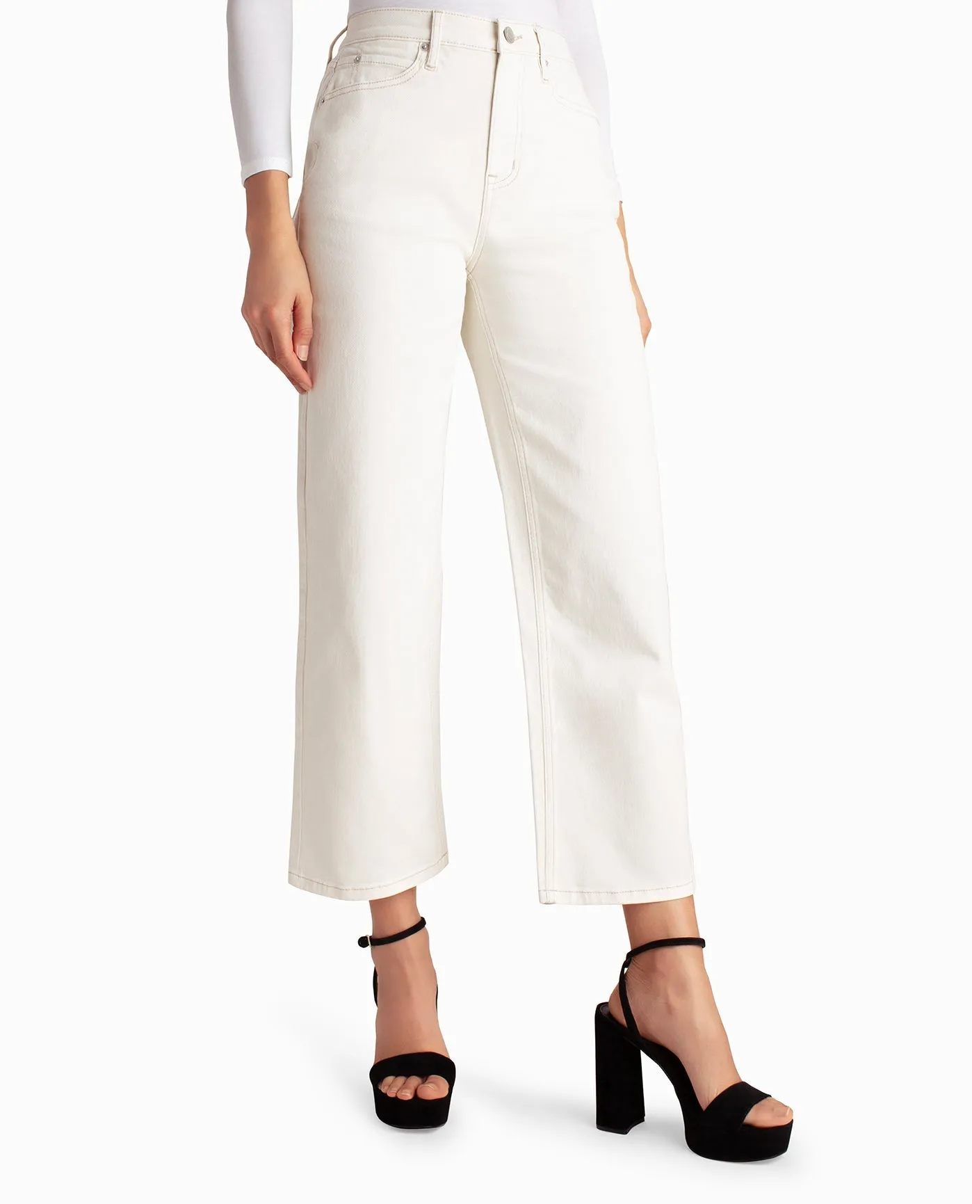 OAT MILK HIGH RISE WIDE LEG ANKLE JEAN sold by Nicole Miller product image thumbnail 3