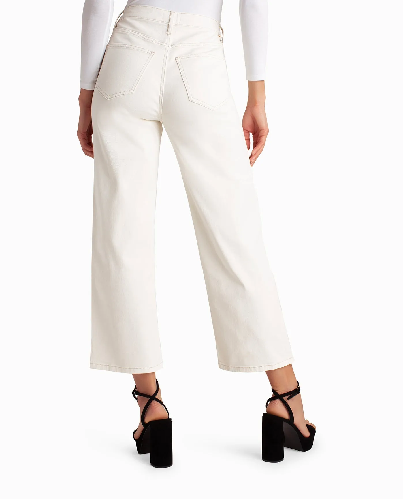 OAT MILK HIGH RISE WIDE LEG ANKLE JEAN sold by Nicole Miller product image thumbnail 2