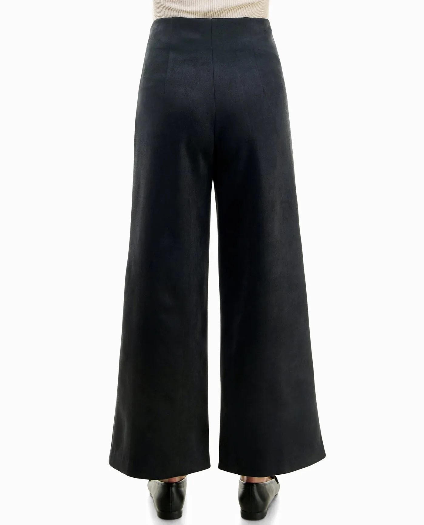 ELISE VEGAN SUEDE ZIPPER BACK WIDE LEG PANT sold by Nicole Miller product image thumbnail 2