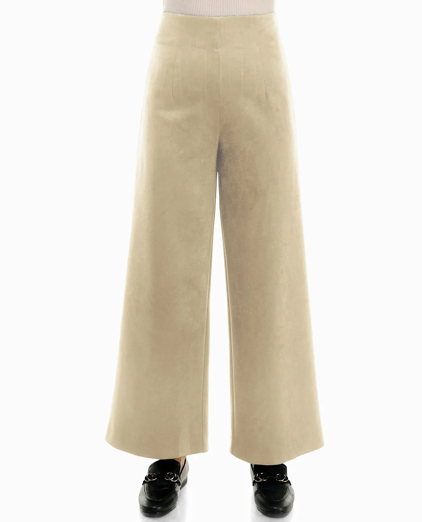 ELISE VEGAN SUEDE ZIPPER BACK WIDE LEG PANT sold by Nicole Miller product image thumbnail 3
