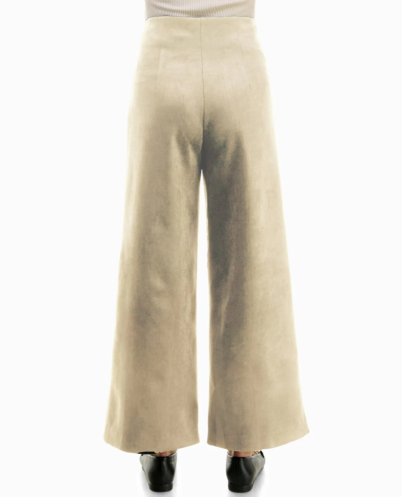 ELISE VEGAN SUEDE ZIPPER BACK WIDE LEG PANT sold by Nicole Miller product image thumbnail 4