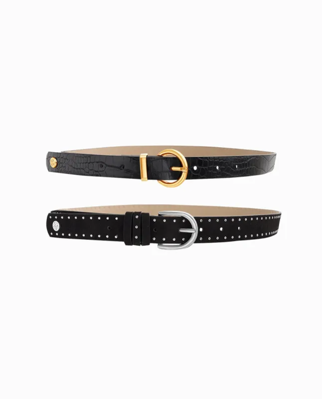 VEGAN SUEDE AND LEATHER BELT TWO-PIECE SET made by Nicole Miller