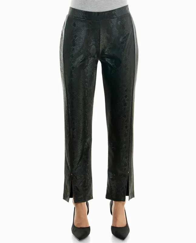 STEVIE SNAKE EMBOSSED VEGAN LEATHER PANT sold by Nicole Miller