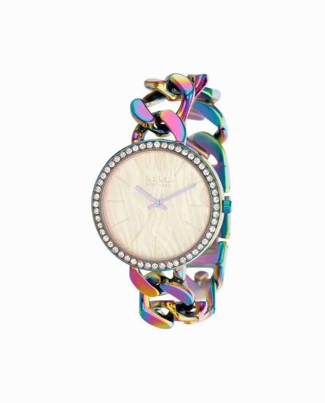 IRIDESCENT TONE CHAIN STRAP WATCH, 38MM made by Nicole Miller
