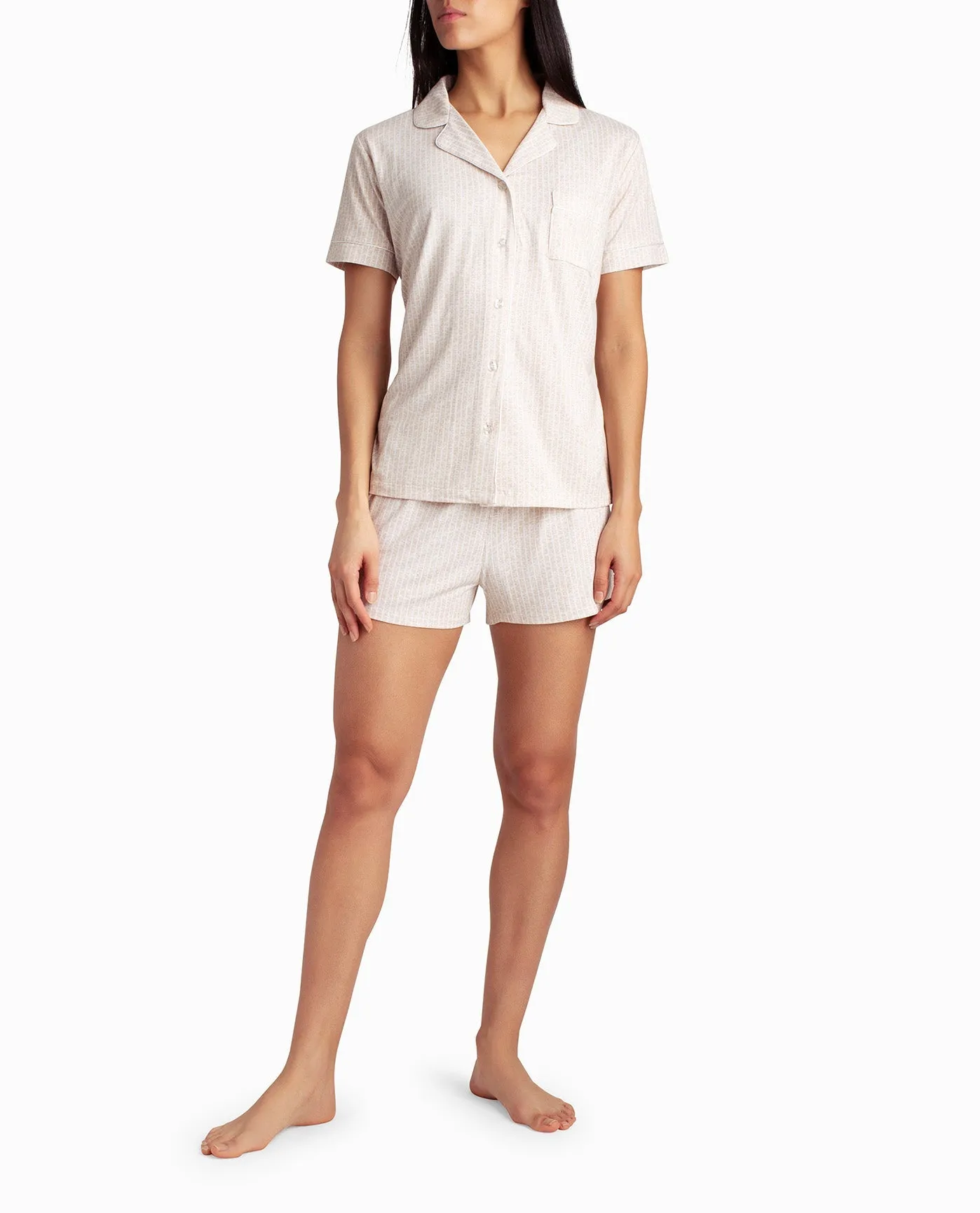 PEACHED JERSEY SHIRT AND SHORT TWO-PIECE SLEEPWEAR SET sold by Nicole Miller product image thumbnail 5