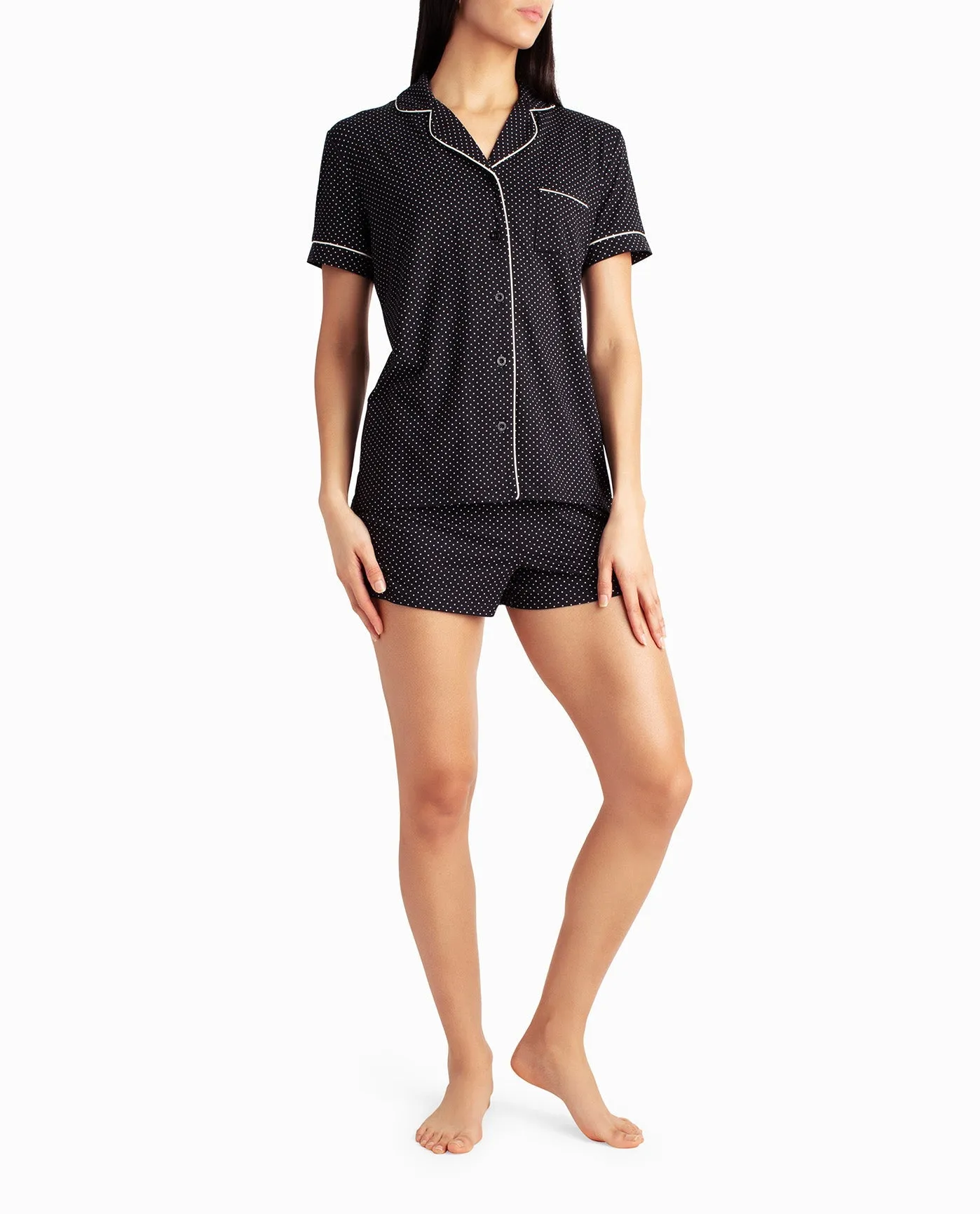 PEACHED JERSEY SHIRT AND SHORT TWO-PIECE SLEEPWEAR SET sold by Nicole Miller product image thumbnail 3