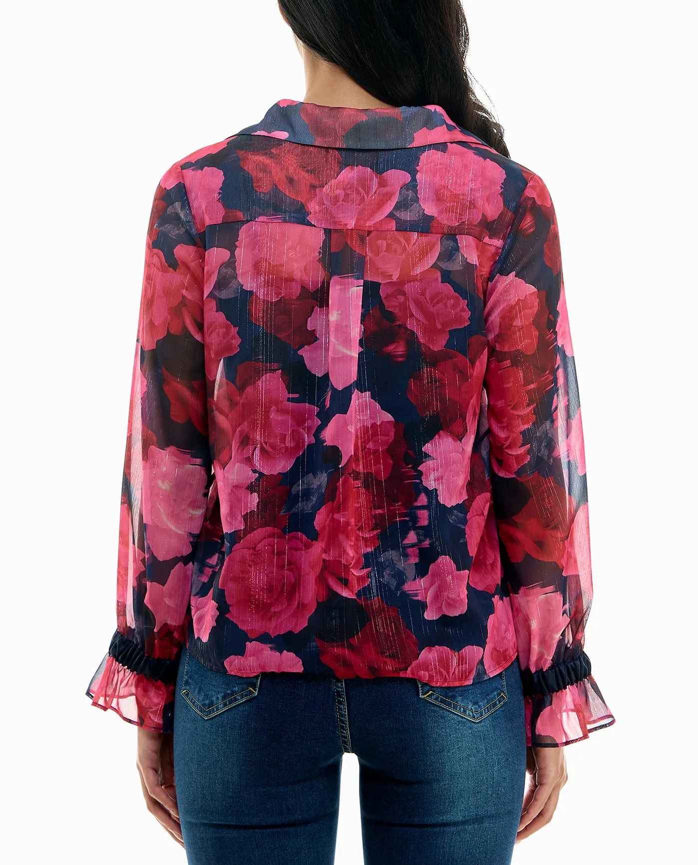 MIA LUREX CHIFFON LONG SLEEVE BLOUSE WITH CAMISOLE sold by Nicole Miller product image thumbnail 2