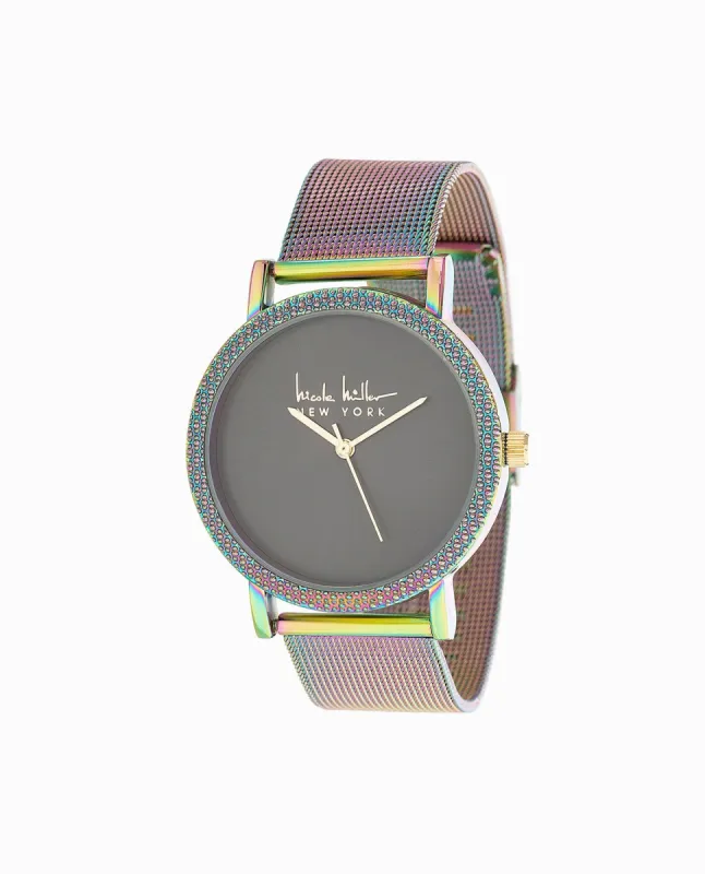 IRIDESCENT TONE STAINLESS STEEL STRAP WATCH, 36MM made by Nicole Miller