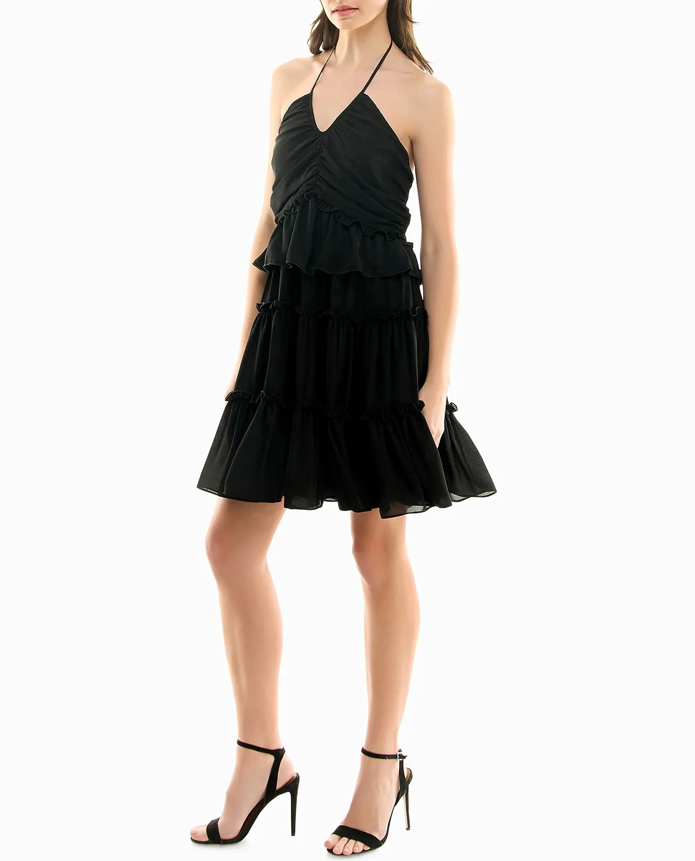 PRESLEY CHIFFON TIERED HALTER DRESS sold by Nicole Miller product image thumbnail 3