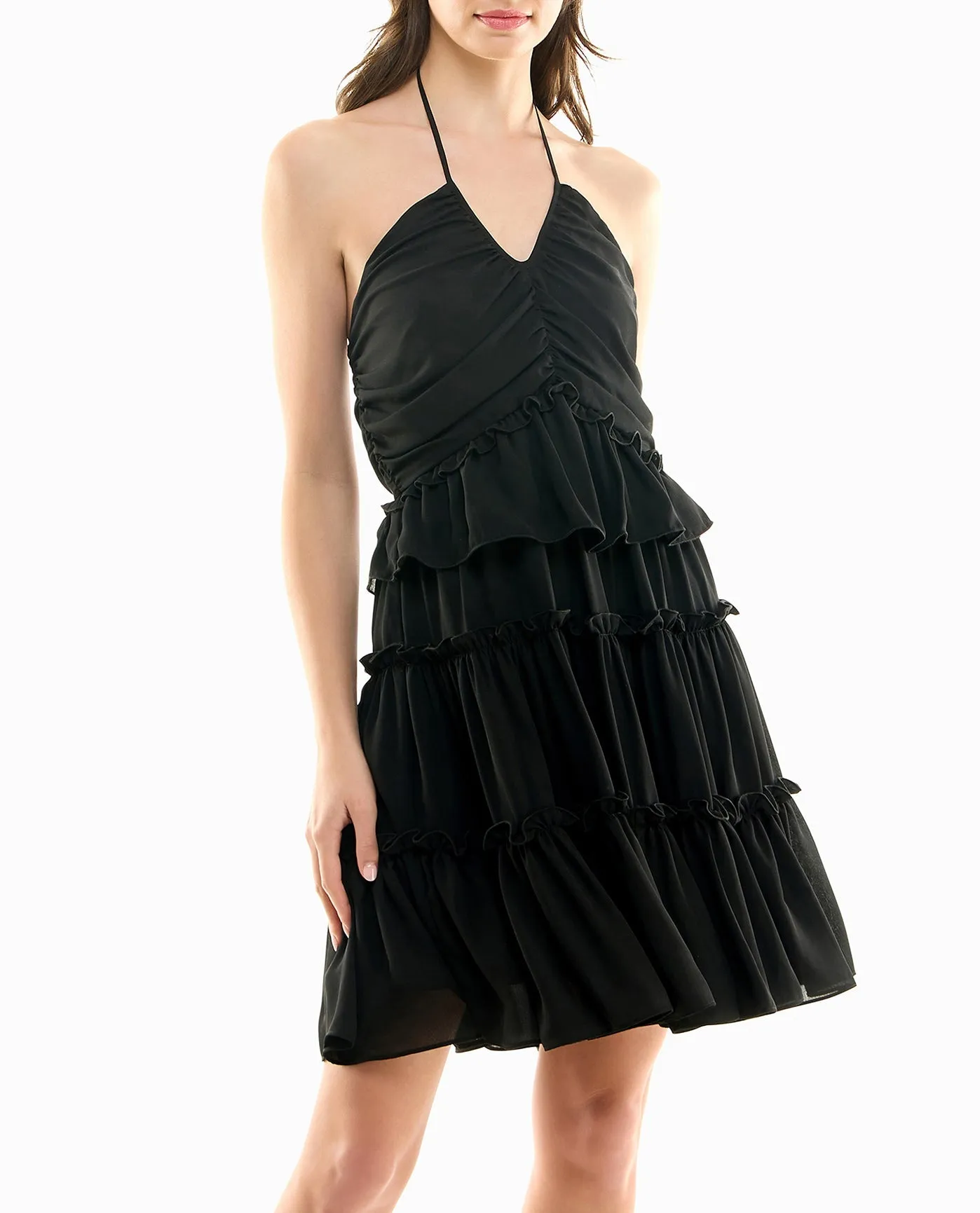 PRESLEY CHIFFON TIERED HALTER DRESS sold by Nicole Miller product image thumbnail 4