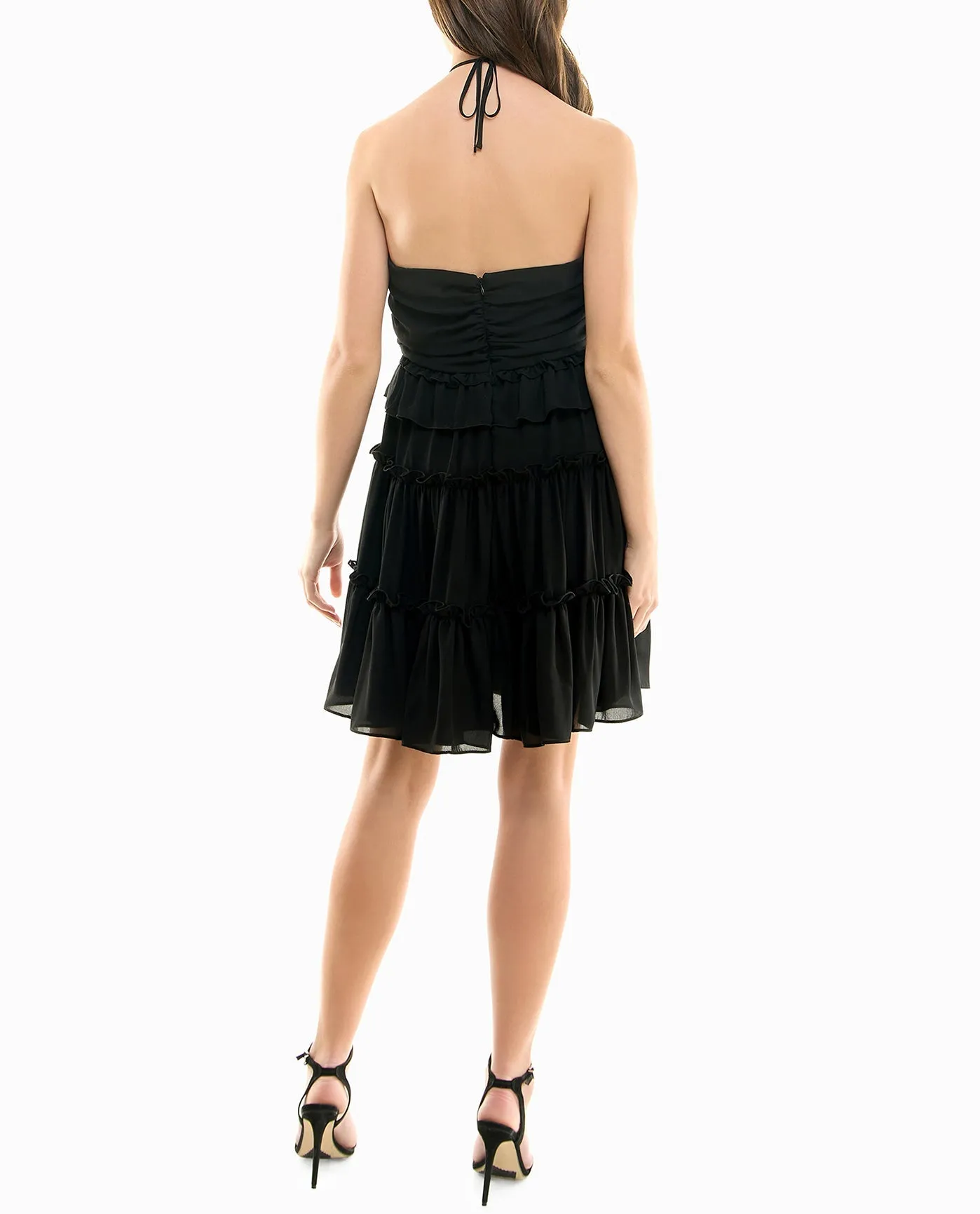 PRESLEY CHIFFON TIERED HALTER DRESS sold by Nicole Miller product image thumbnail 2