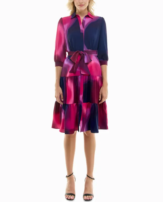 KATY SILK MIDI SHIRT DRESS made by Nicole Miller