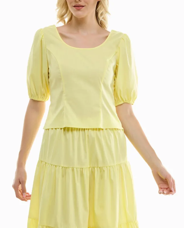 IRIS STRETCH POPLIN SCOOP NECK TOP sold by Nicole Miller