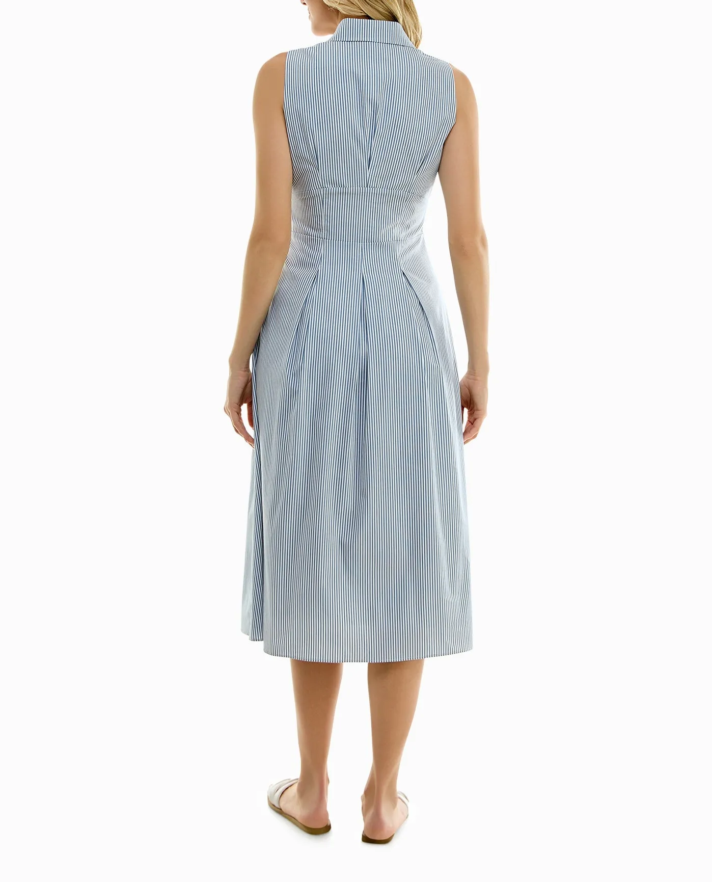STELLA STRETCH POPLIN SLEEVELESS PLEATED SHIRT DRESS sold by Nicole Miller product image thumbnail 2