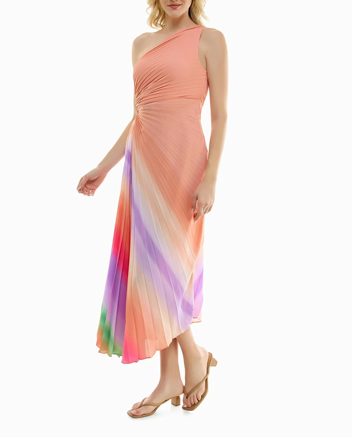LORA CHIFFON ONE SHOULDER DRESS sold by Nicole Miller product image thumbnail 3
