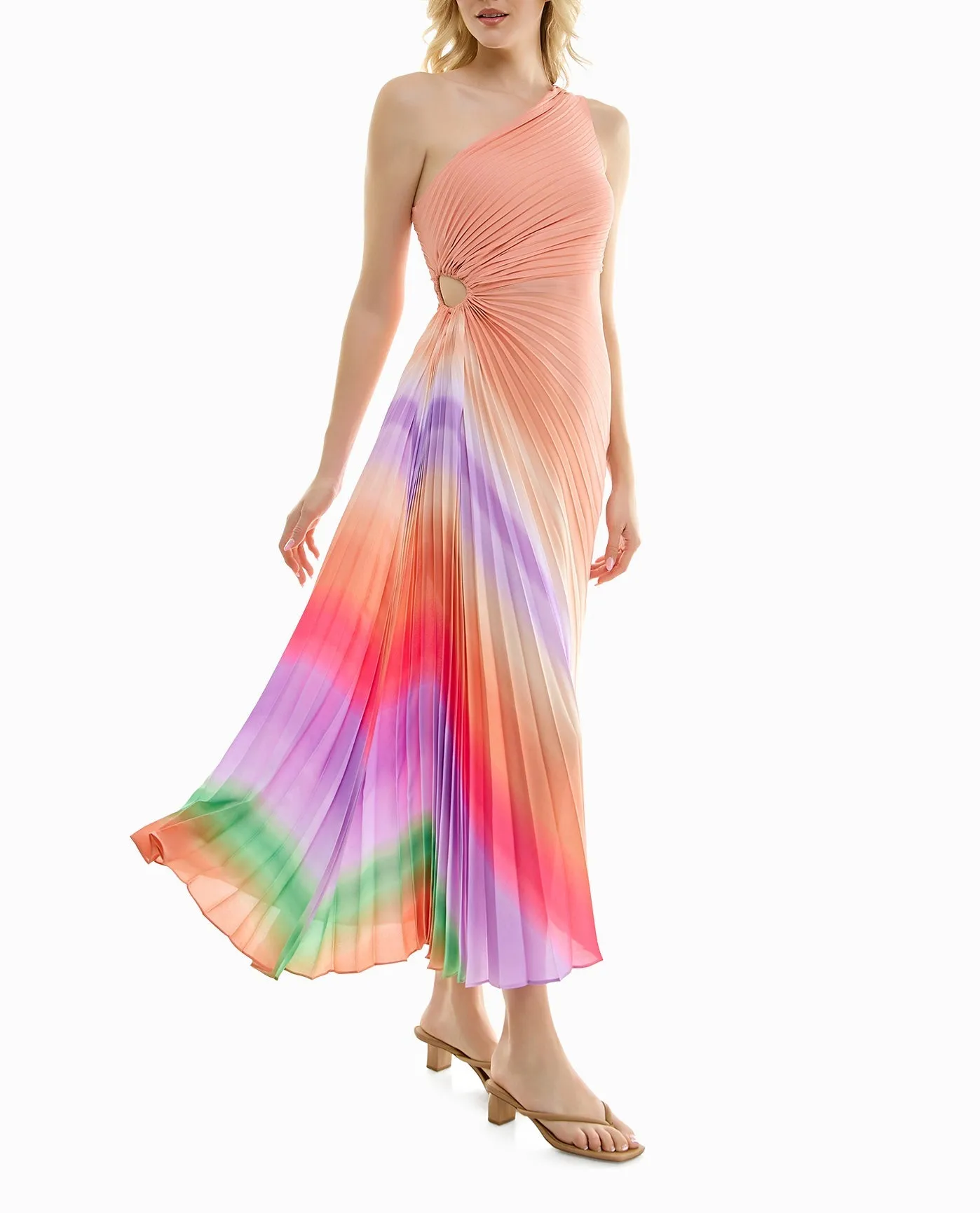 LORA CHIFFON ONE SHOULDER DRESS sold by Nicole Miller product image thumbnail 4