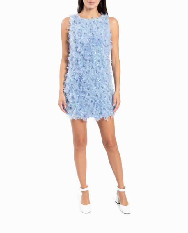 CUSTOM MADE FEATHERED FLORAL SHIFT DRESS sold by Nicole Miller