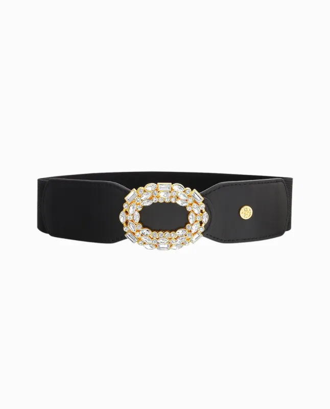 STONE OVAL BUCKLE STRETCH BELT sold by Nicole Miller