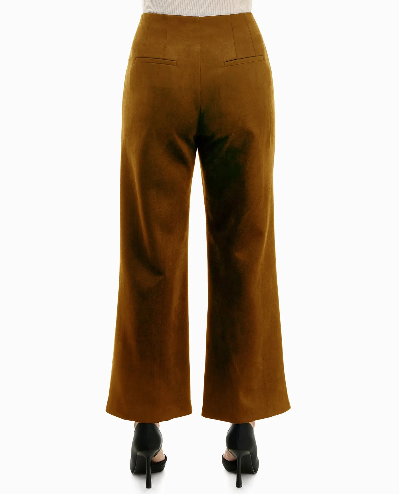 QUINN VEGAN SUEDE ZIP FRONT WIDE LEG PANT sold by Nicole Miller product image thumbnail 2