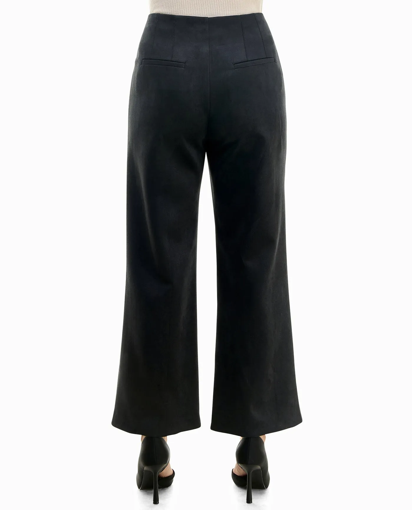 QUINN VEGAN SUEDE ZIP FRONT WIDE LEG PANT sold by Nicole Miller product image thumbnail 4