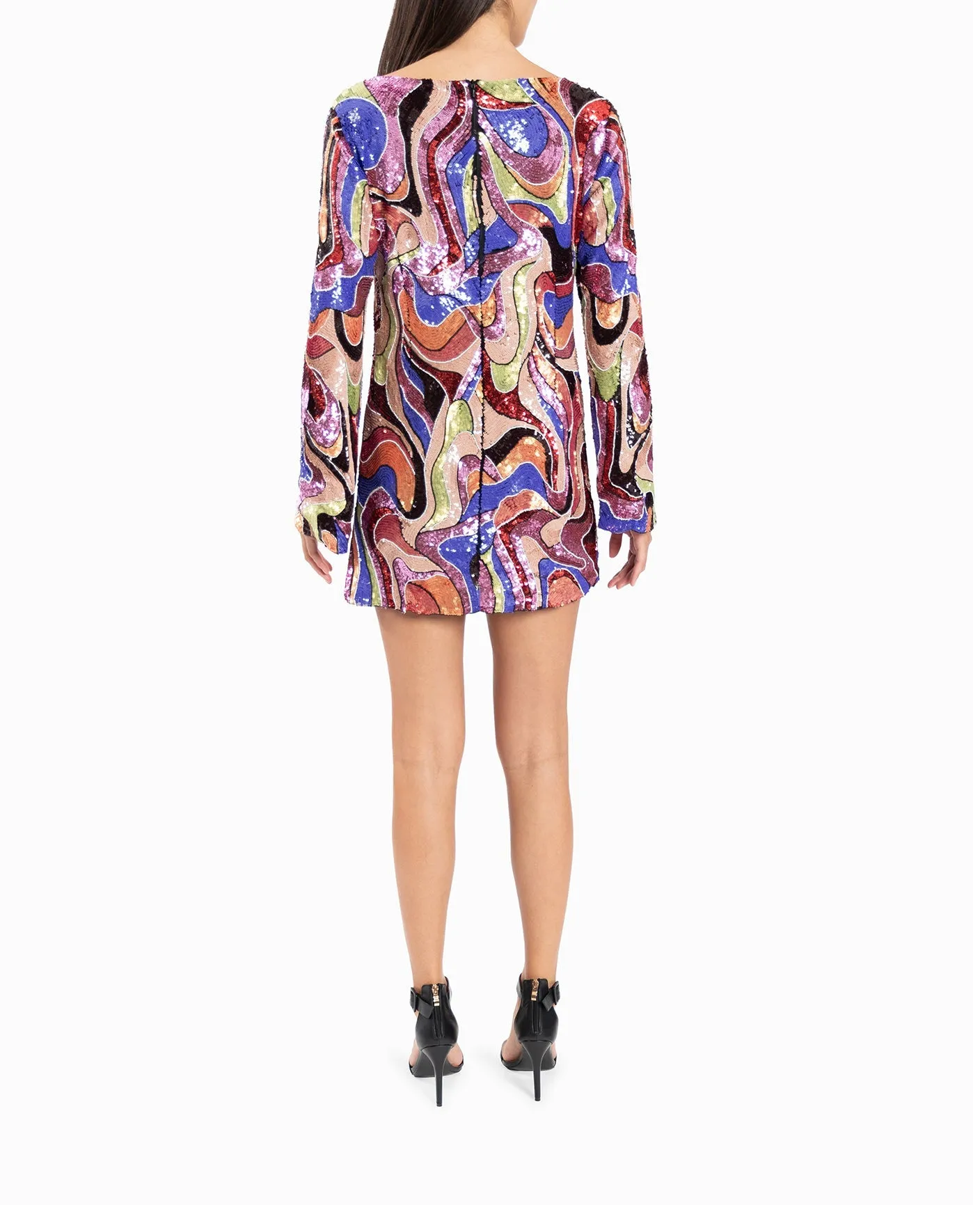 CUSTOM MADE SUNNYLAND SWIRL FLARED SLEEVE SHIFT DRESS sold by Nicole Miller product image thumbnail 2