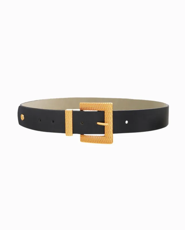 SQUARE BUCKLE VEGAN LEATHER BELT made by Nicole Miller