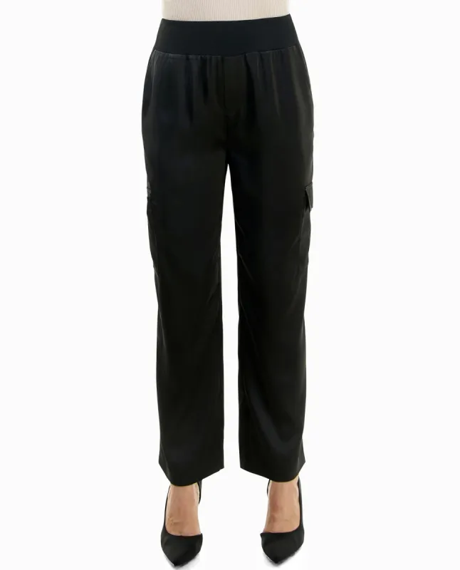 ANDIE STRETCH SATIN PULL ON CARGO PANT sold by Nicole Miller