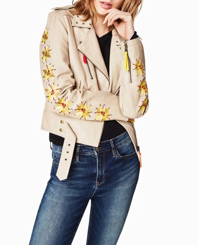 AMAZON EMBROIDERED MOTO JACKET sold by Nicole Miller