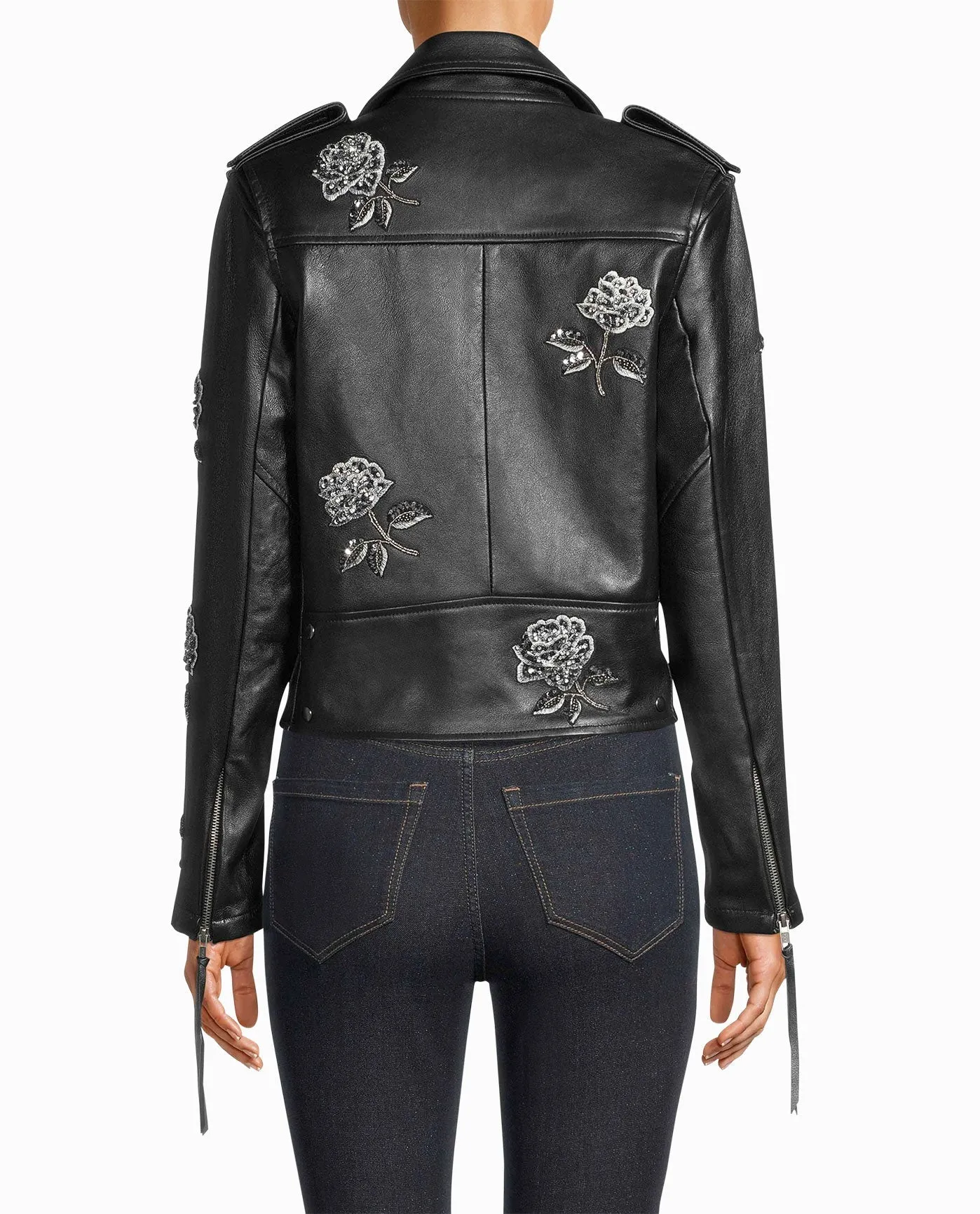 EMBELLISHED ROSE MOTO JACKET sold by Nicole Miller product image thumbnail 2