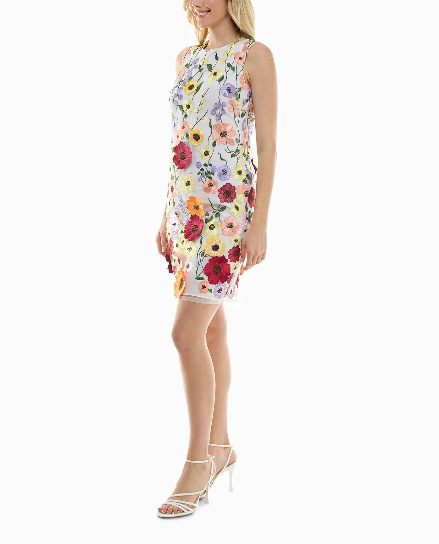 FLORA APPLIQUE MESH SHEATH DRESS sold by Nicole Miller product image thumbnail 3