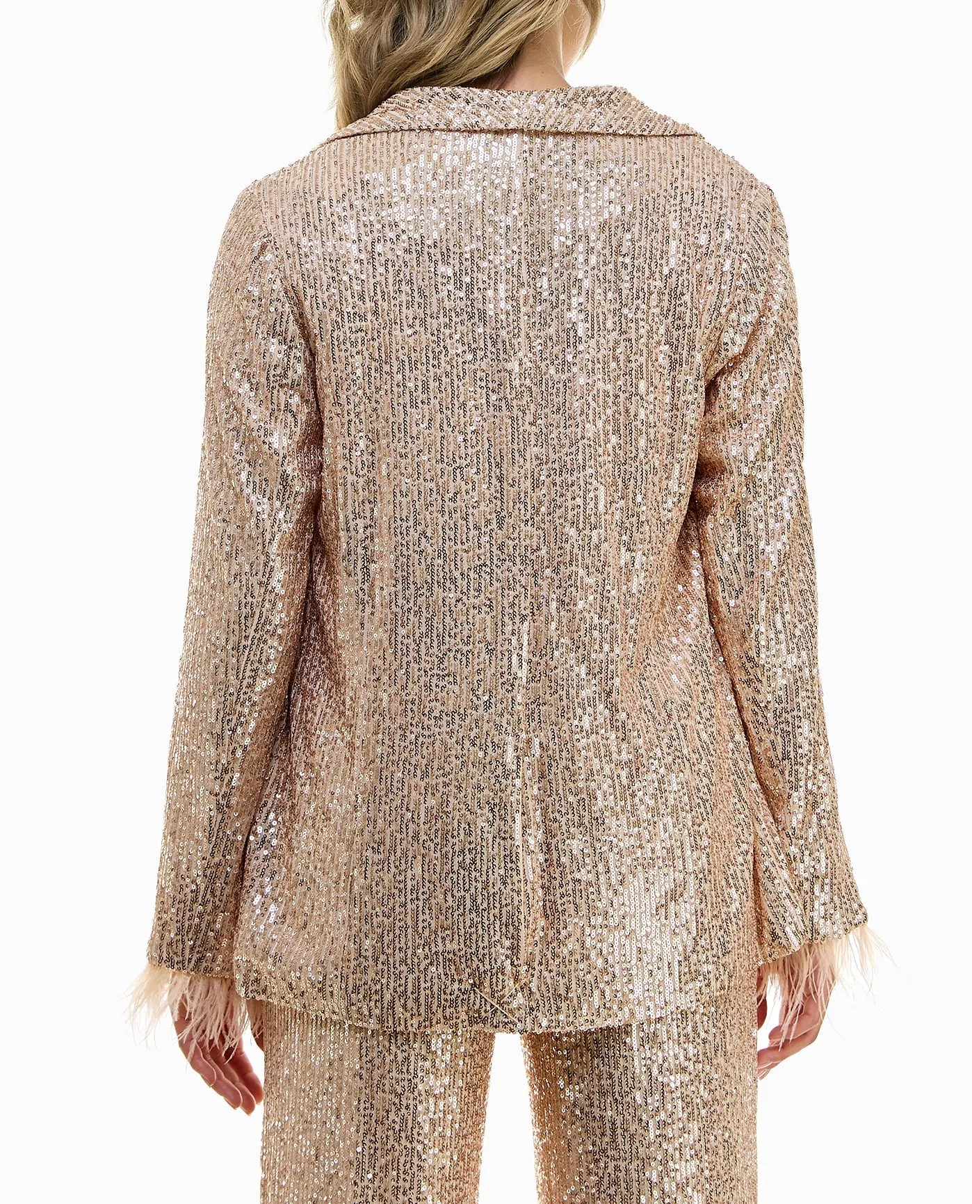 CHARLOTTE ALL OVER SEQUIN FEATHER TRIMMED JACKET sold by Nicole Miller product image thumbnail 2