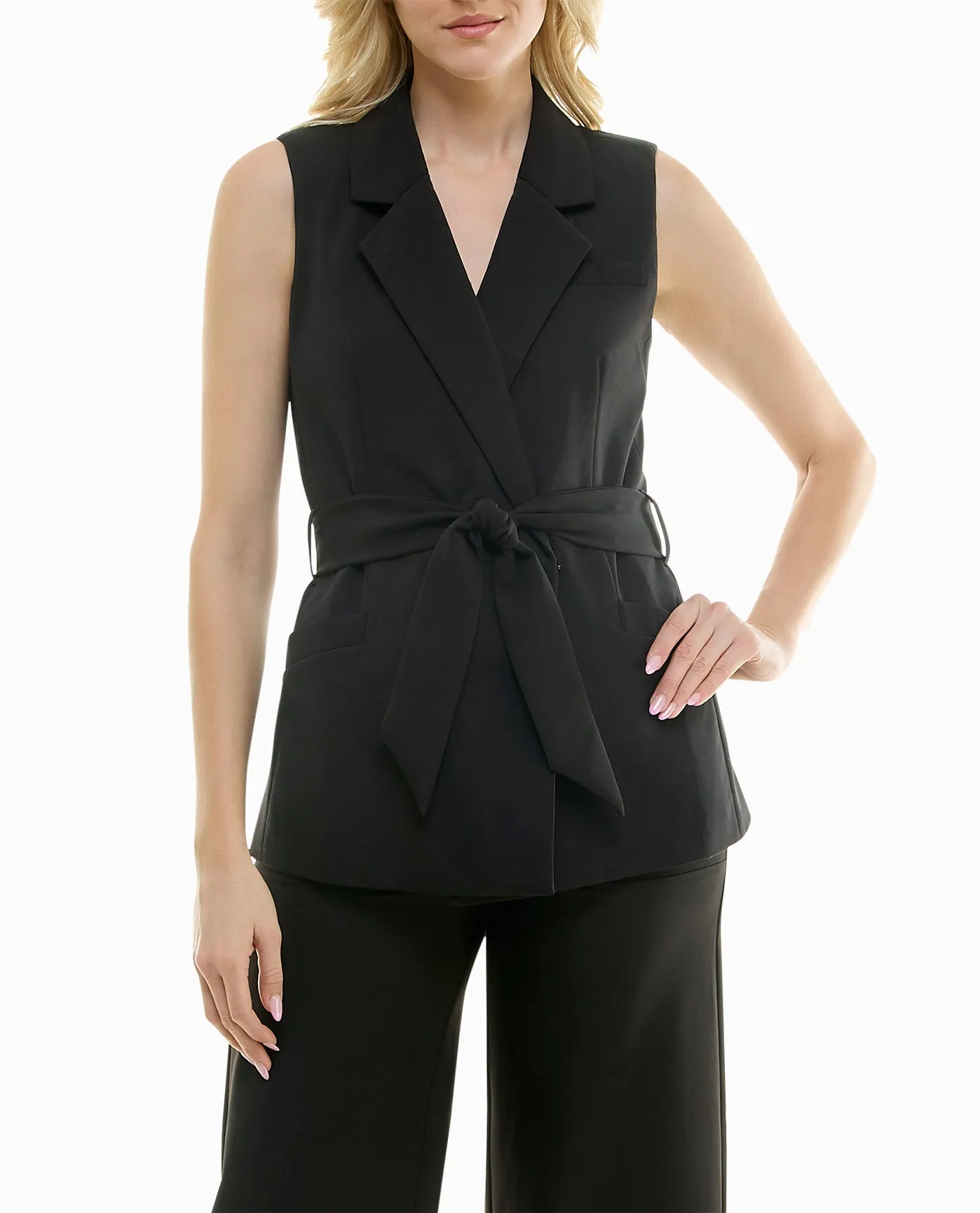 MERCER STRETCH SLEEVELESS TIE BELT BLAZER sold by Nicole Miller product image thumbnail 4