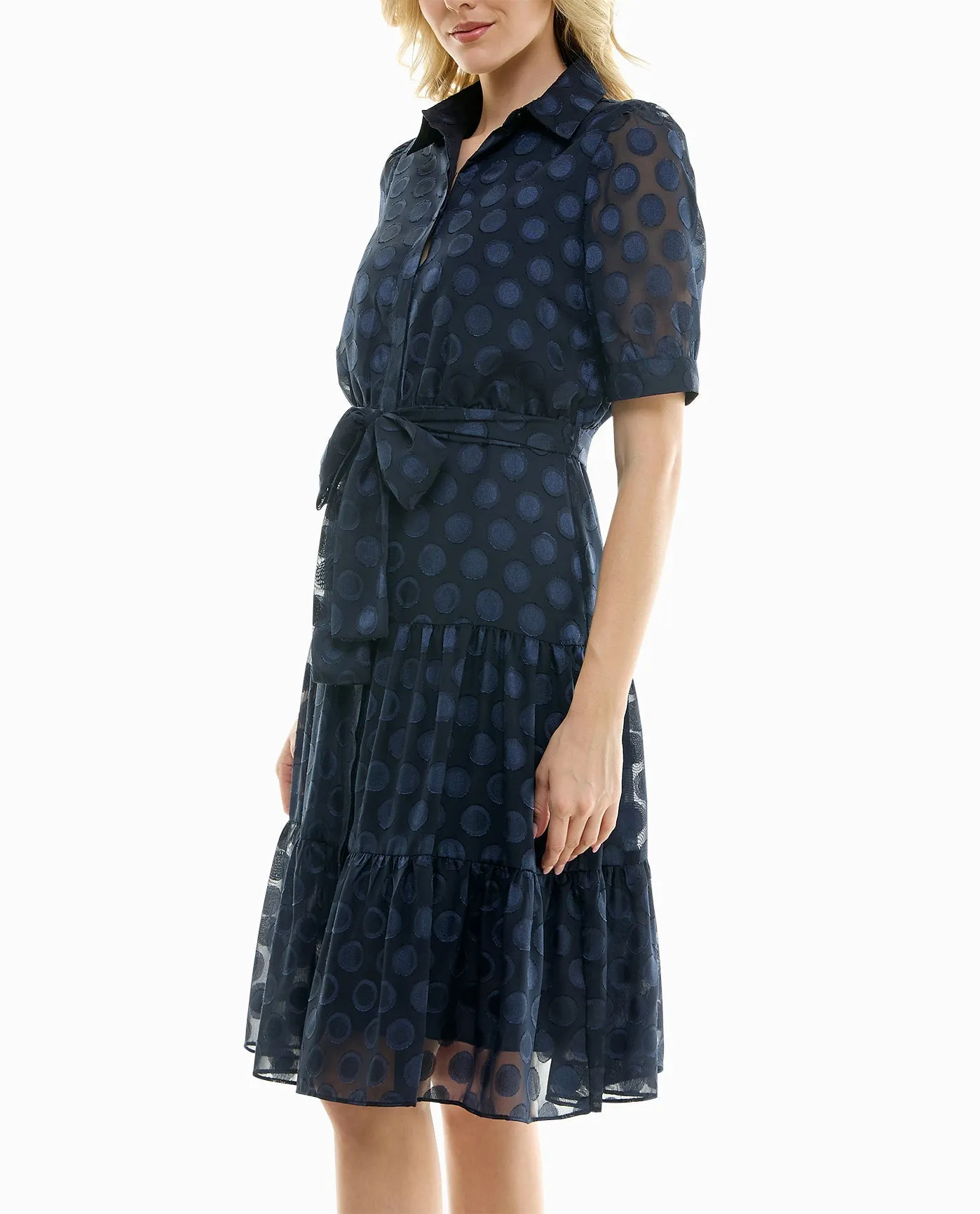 ARIA JACQUARD CHIFFON SHIRT DRESS sold by Nicole Miller product image thumbnail 3