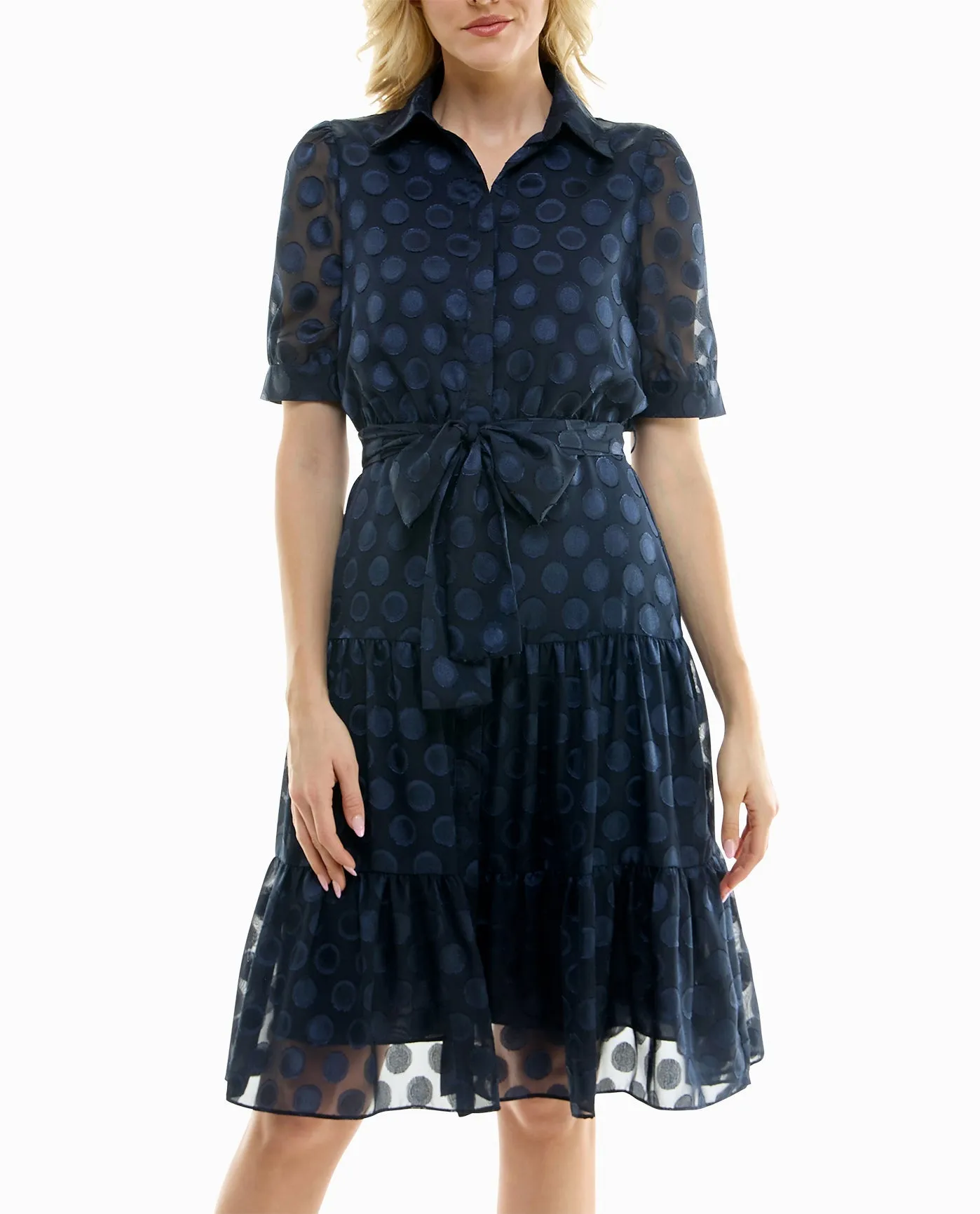 ARIA JACQUARD CHIFFON SHIRT DRESS sold by Nicole Miller product image thumbnail 4