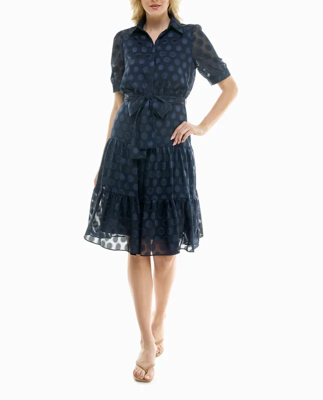 ARIA JACQUARD CHIFFON SHIRT DRESS sold by Nicole Miller
