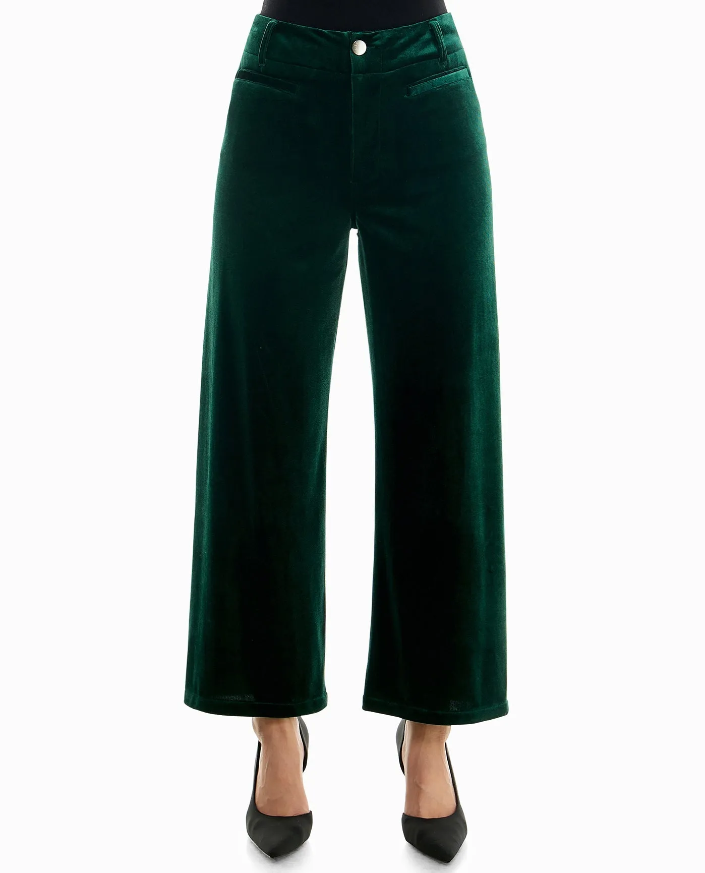 ZOE STRETCH VELVET ZIPPER FRONT PANT sold by Nicole Miller