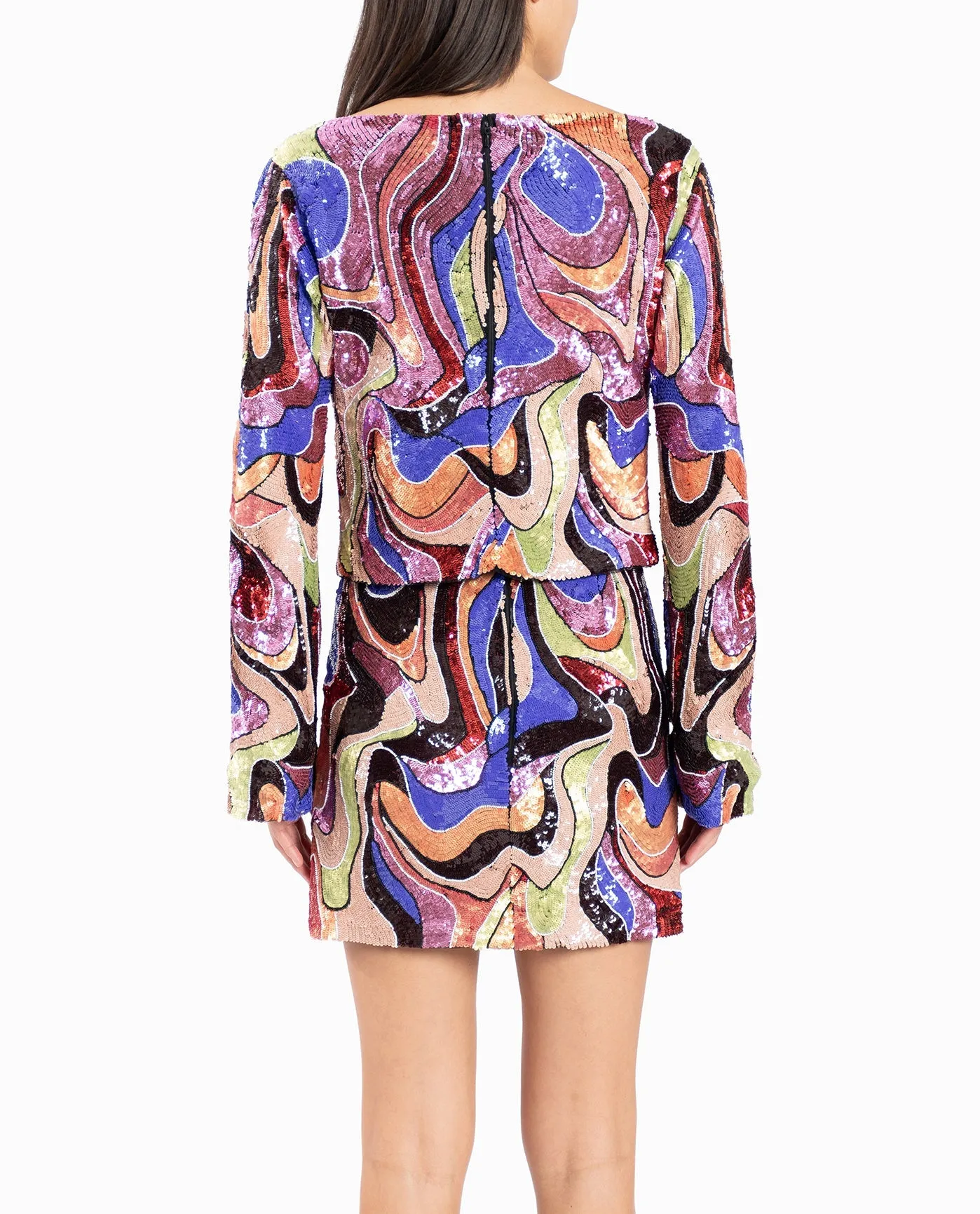 CUSTOM MADE SUNNYLAND SWIRL FLARED SLEEVE TOP sold by Nicole Miller product image thumbnail 2