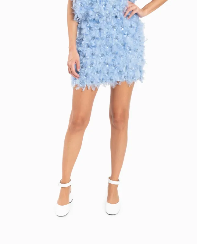 CUSTOM MADE FEATHERED FLORAL MINI SKIRT sold by Nicole Miller