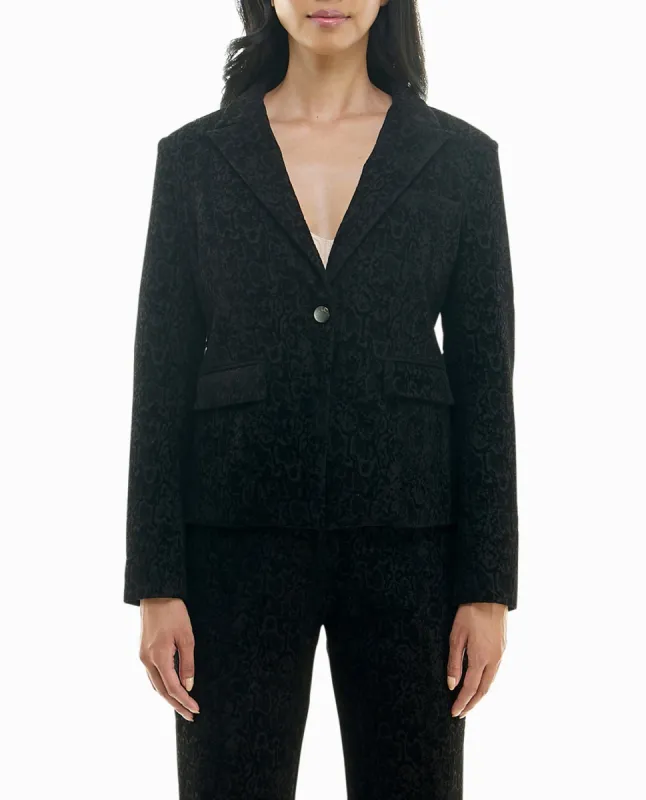 GWEN FLOCKED PONTE ONE BUTTON BLAZER made by Nicole Miller