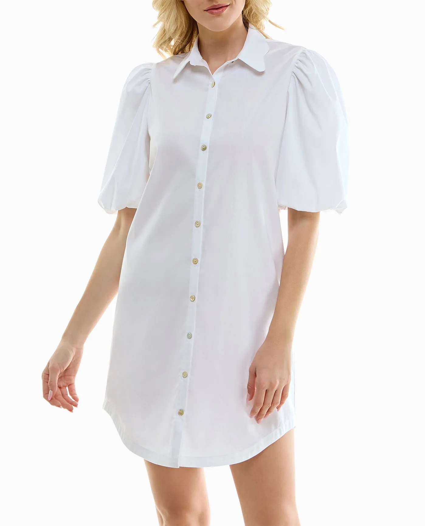 DAHLIA STRETCH POPLIN BLOUSON SLEEVE SHIRT DRESS sold by Nicole Miller product image thumbnail 4