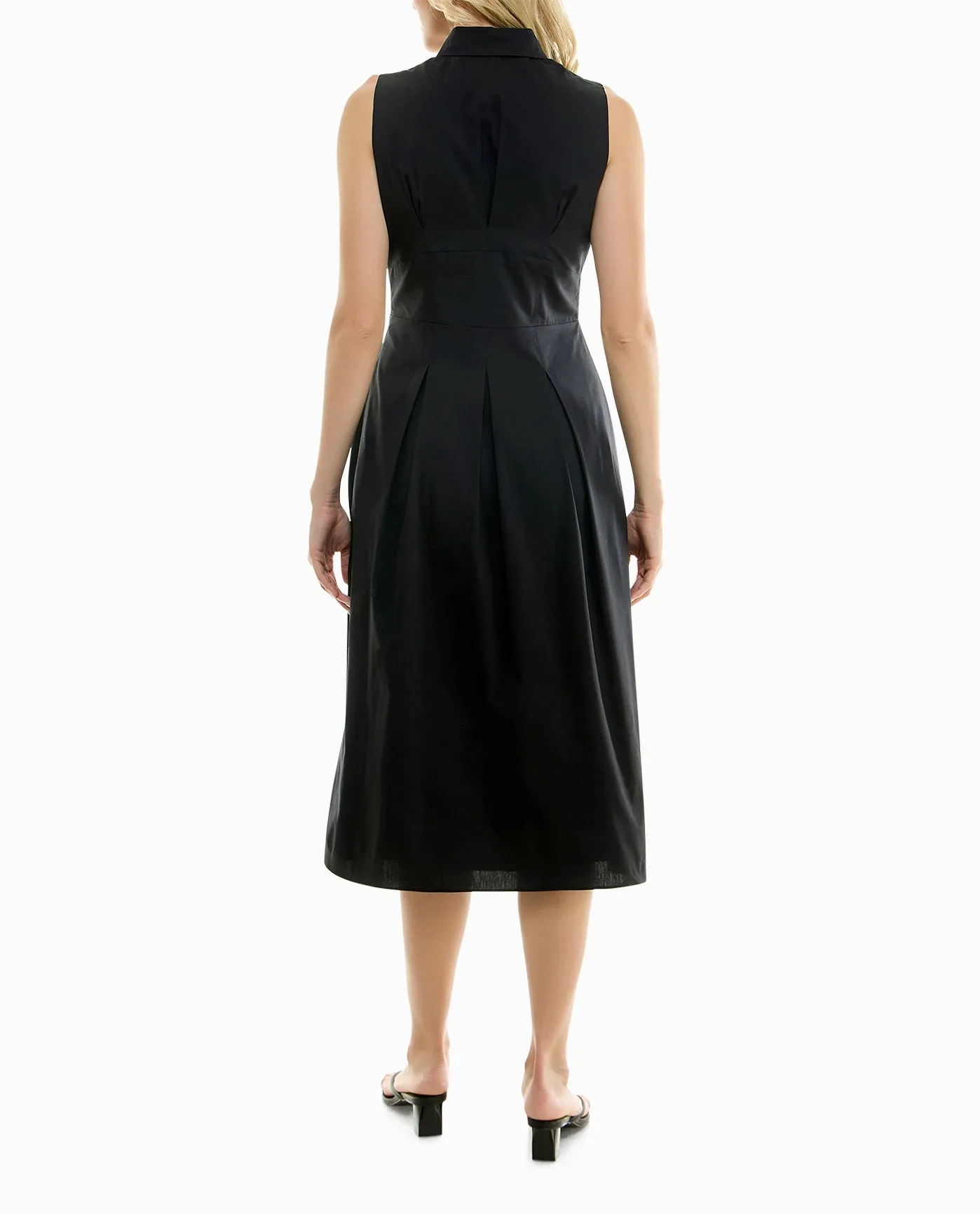 LUNA STRETCH POPLIN SLEEVELESS PLEATED SHIRT DRESS sold by Nicole Miller product image thumbnail 5