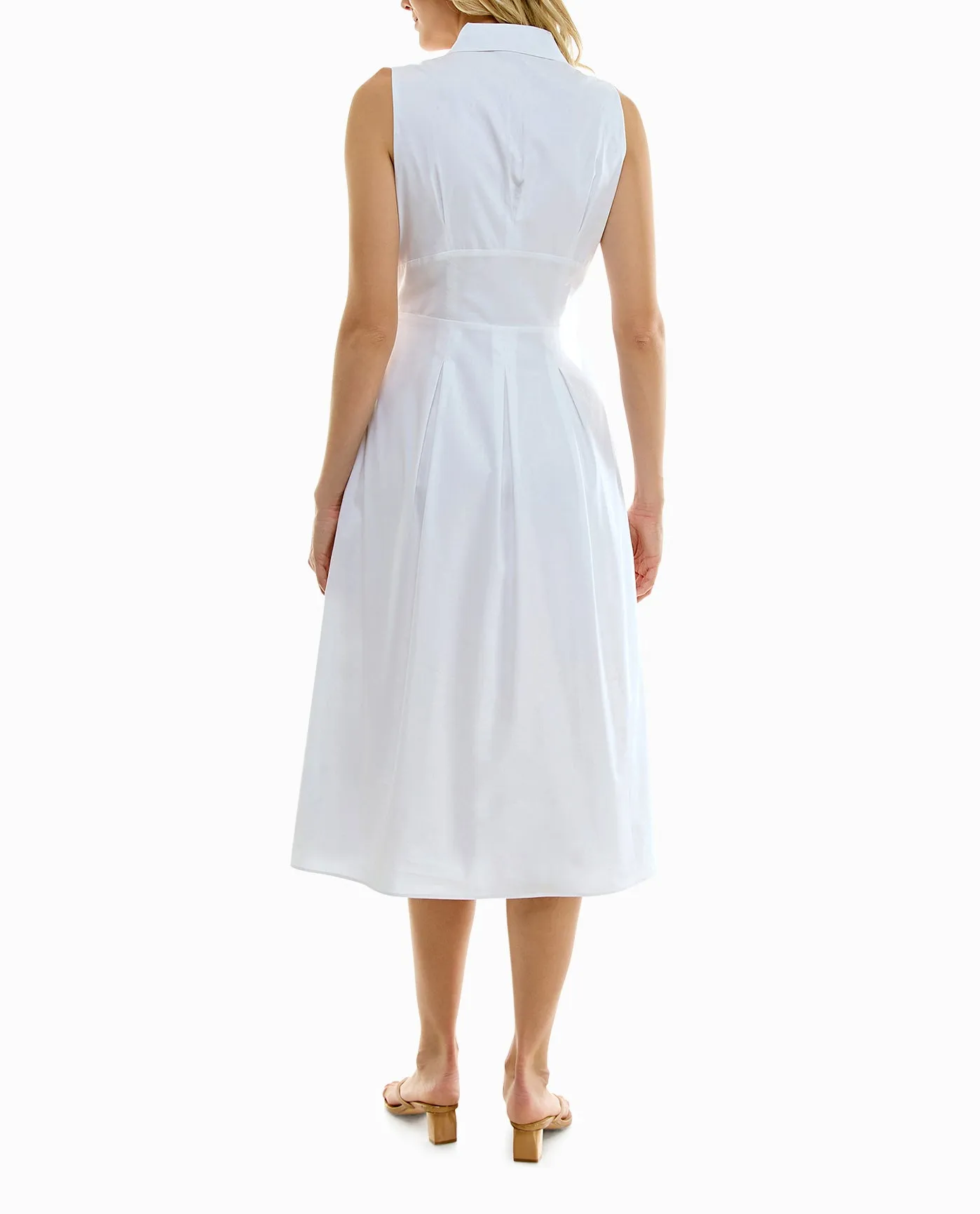 LUNA STRETCH POPLIN SLEEVELESS PLEATED SHIRT DRESS sold by Nicole Miller product image thumbnail 2